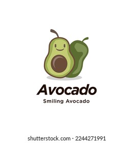 Avocado fruit logo template. Avocado half  vector design