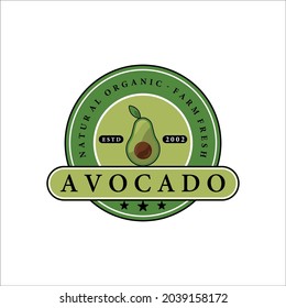 avocado fruit logo vector illustration template icon design. icon fruit or vegetable for farm business concept with circle or round line badge style