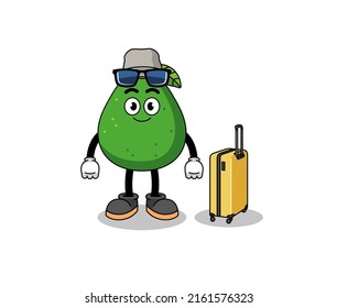 mascota de frutas aguacate haciendo vacaciones , diseño de personajes