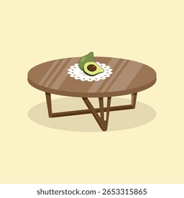 fruto de abacate na mesa redonda ilustração design vetor