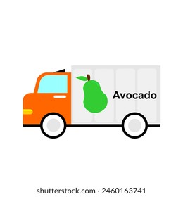 Avocado Obst auf LKW Container Cartoon Illustration. Kann verwendet werden, um Kinder Bildung druckbar, Web, Social Media