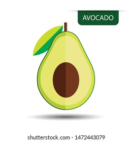 Avocado, fruit on white background. Flat design style. vector illustration.