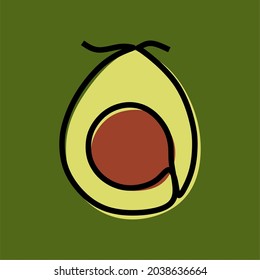 Avocado fruit oneline continuous line art premium vector