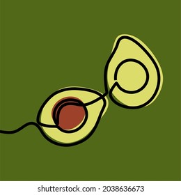 Vector de la prima de la línea continua del fruto del aguacate