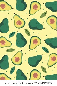 avocado fruit pattern background vector illustration