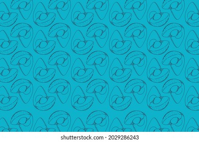 Avocado fruit pattern design template in monoline style on Blue background