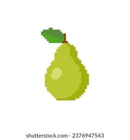 Avocado fruit pixel 8bit art vector illustration background.
