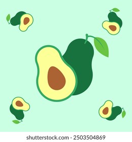 avocado fruit seamless for pattern fabric, simple avocado fruit cute repeat in square background, illustration fruit pattern wallpaper