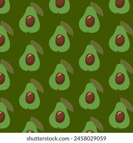 Avocado fruit seamless pattern hand-drawn repeat background for summer colorful fabric