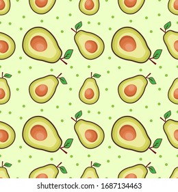 Avocado Fruit Seamless Pattern Vector