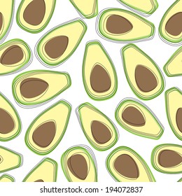 Avocado fruit seamless vector background