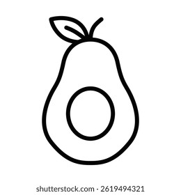 Avocado-Frucht mit Samen, Vektorgrafik. Bearbeitbarer Strich.