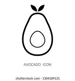 Avocado Fruit Simple Icon isolated on White. Vector iIlustration. Black Line Style. Decorative Design for Card, Banner, Vegetable Market