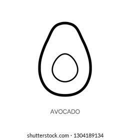 Avocado Fruit Simple Icon isolated on White. Vector iIlustration. Black Line Style. Decorative Design for Card, Banner, Vegetable Market