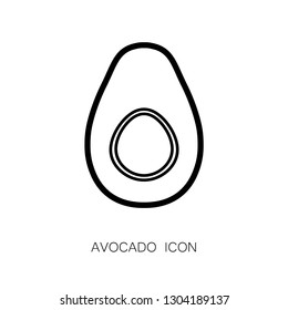 Avocado Fruit Simple Icon isolated on White. Vector iIlustration. Black Line Style. Decorative Design for Card, Banner, Vegetable Market