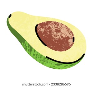 avocado fruit, simple illustration in abstract flat sketch drawing style, healthy food