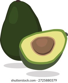 Avocado Fruit Slice Cartoon mit Schattendarstellung