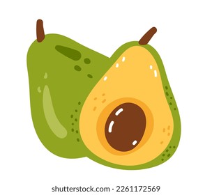 Concepto de doodle con icono de trozo de fruta aguacate. Ilustración del diseño gráfico del vector