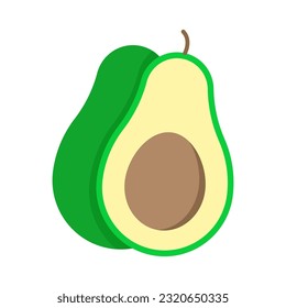 Avocado fruit with slice icon for logo of apps and games vector illustration isolated on white background