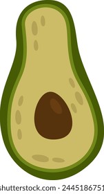 Avocado Fruit Slice Vector Illustration