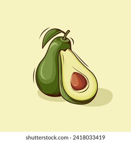 avocado fruit sliced vector illustration