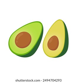 avocado fruit slices vector illustration. Illustration isolated on white backgrounds