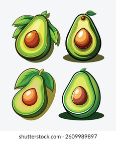 avocado fruit vector art on white background