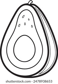 Avocado Fruit Vector for Coloring Pages for Kids