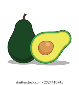 Avocado fruit vector flat design illustration free editable template image