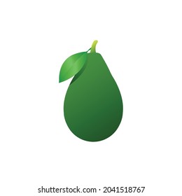 Avocado fruit vector with green leaf isolated on a white background png