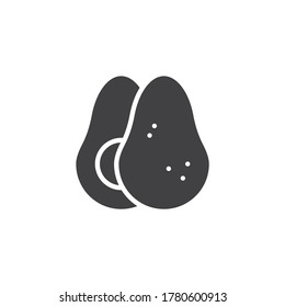 Icono vector de fruto de aguacate. signo plano relleno para concepto móvil y diseño web. Icono de aguacate a la mitad. Símbolo, ilustración del logotipo. Gráficos vectoriales