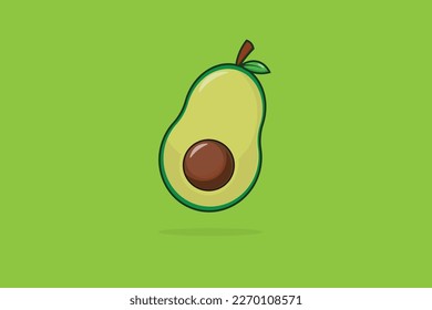 Dibujo de Ilustración del Vector de Fruta de Aguacate. Icono de la naturaleza de los alimentos Estilo de caricatura plano vectorial
