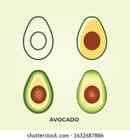 Avocado fruit vector illustration icon
