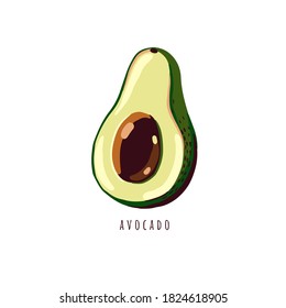 Ilustración vectorial de la fruta aguacate en blanco. 