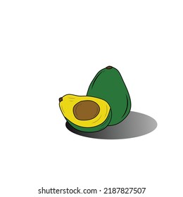 Ilustración vectorial de fruto de aguacate con fondo blanco
