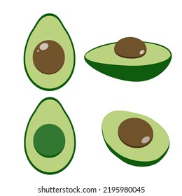 Avocado Fruit Vector Illustrations Minimalistic Design Multiple Angles