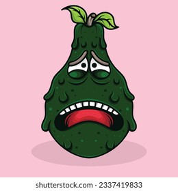 Avocado Frucht-Vektorlogo-Maskottdesign mit verschiedenen Ausdrücken