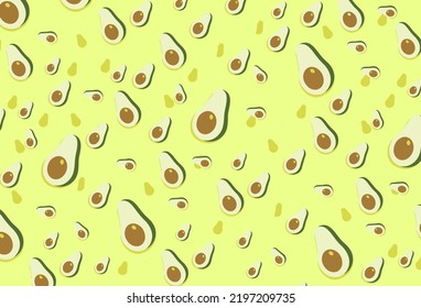 Avocado fruit vector pattern background