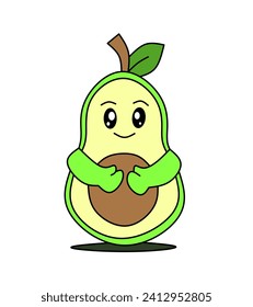 avocado fruit vector with smiling emoji