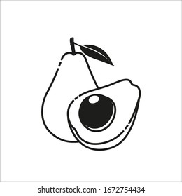 fruta aguacate entera y media. Logotipo. Icono de comida vectorial aguacate.  Ilustración de aguacate de estilo plano. Ilustración vectorial.