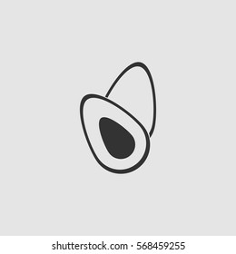 Avocado fruits icon flat. Black pictogram on grey background. Vector illustration symbol