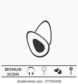 Avocado fruits icon flat. Black pictogram on white background. Vector illustration symbol and bonus button