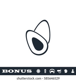 Avocado fruits icon flat. Black pictogram on white background. Vector illustration symbol and bonus button