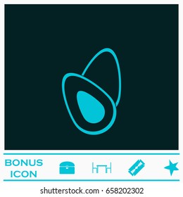 Avocado fruits icon flat. Blue pictogram on dark background. Vector illustration symbol and bonus icons