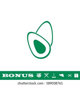 Avocado fruits icon flat. Green pictogram on white background. Vector illustration symbol and bonus button