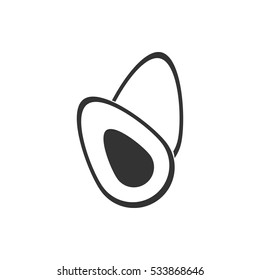 Avocado fruits icon flat. Illustration isolated on white background. Vector grey sign symbol