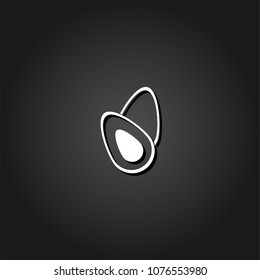 Avocado fruits icon flat. Simple White pictogram on black background with shadow. Vector illustration symbol