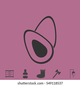 Avocado fruits icon flat. Simple vector grey pictogram and bonus symbol