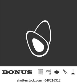 Avocado fruits icon flat. White pictogram on black background. Vector illustration symbol and bonus icons