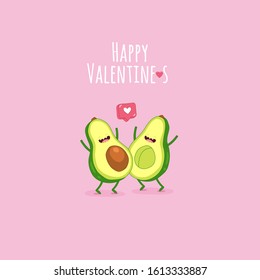 Avocado, funny avocado cartoon couples character, love, holidays. Use for card, poster, banner, web design and print on t-shirt. Easy to edit. Vector illustration.